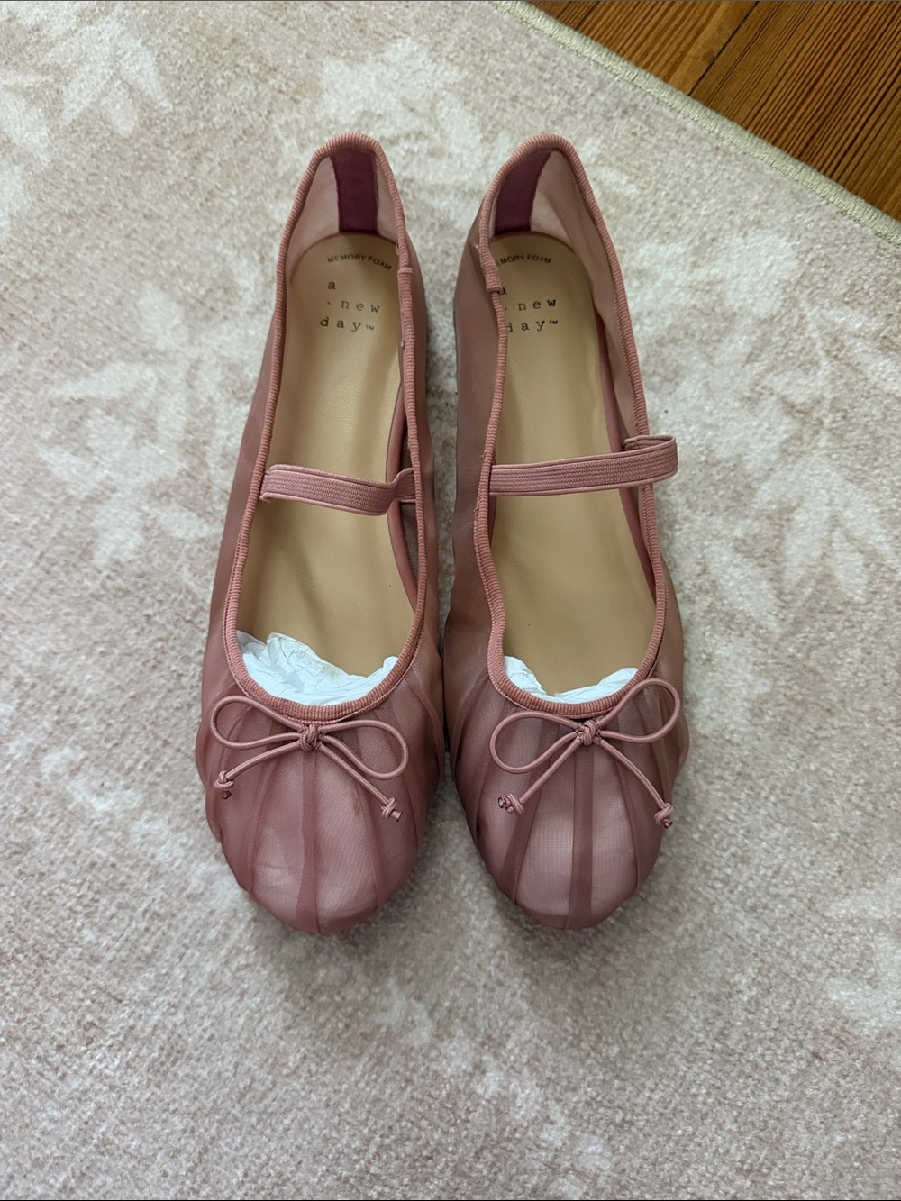 a new day Dusty Rose Mary Jane Ballet Flats with Bow size 7.5 EUC